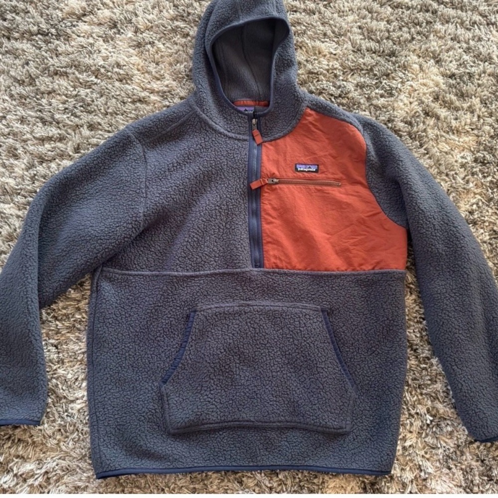 Patagonia Men's Retro Pile Pullover Smolder Blue Size Xl  Shearling Fleece